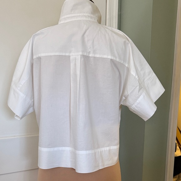 NWT Loft White Short Sleeve Button-Up Shirt Size Medium - Picture 4 of 5